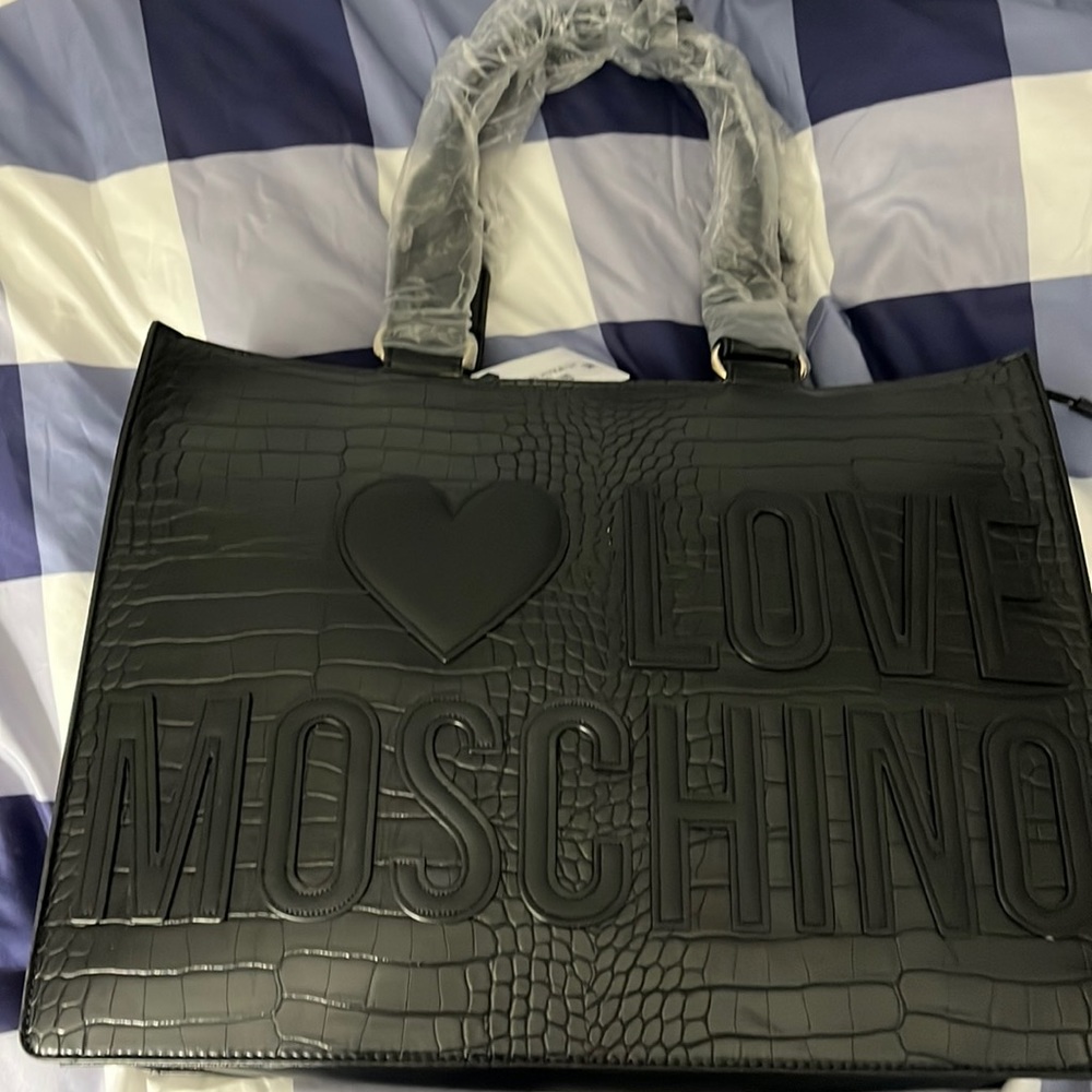 Moschino Croco Nero Tote Brand New w Tags